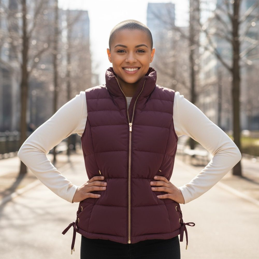 Calvin Klein Burgundy Vest with Gold Zipper‎